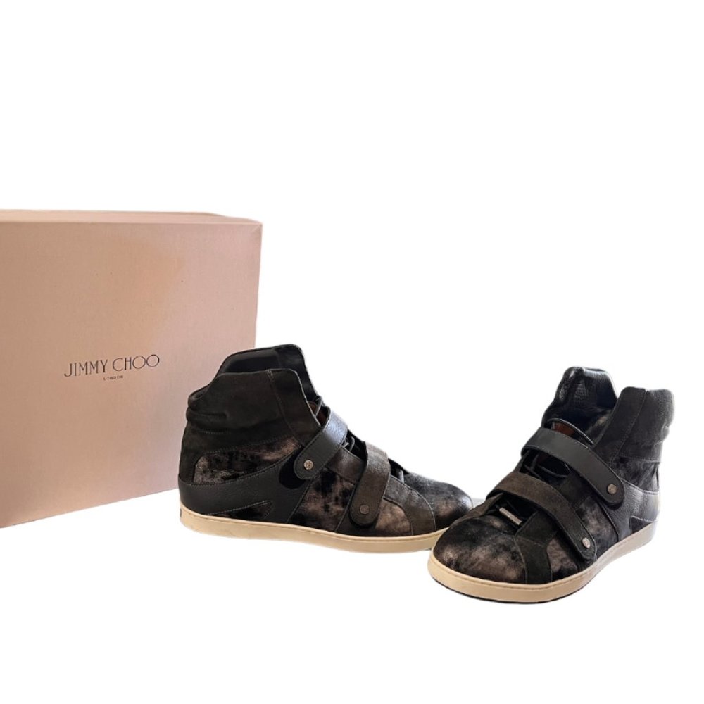 Jimmy Choo Asphalt Shimmer Frosted Suede High Tops